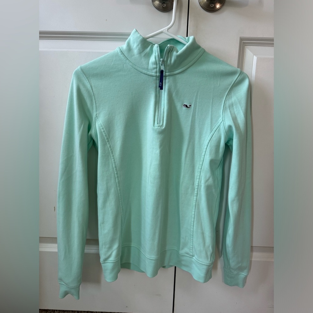 Vineyard vines xs pullover aqua blue mint green long sleeve 3/4 zip